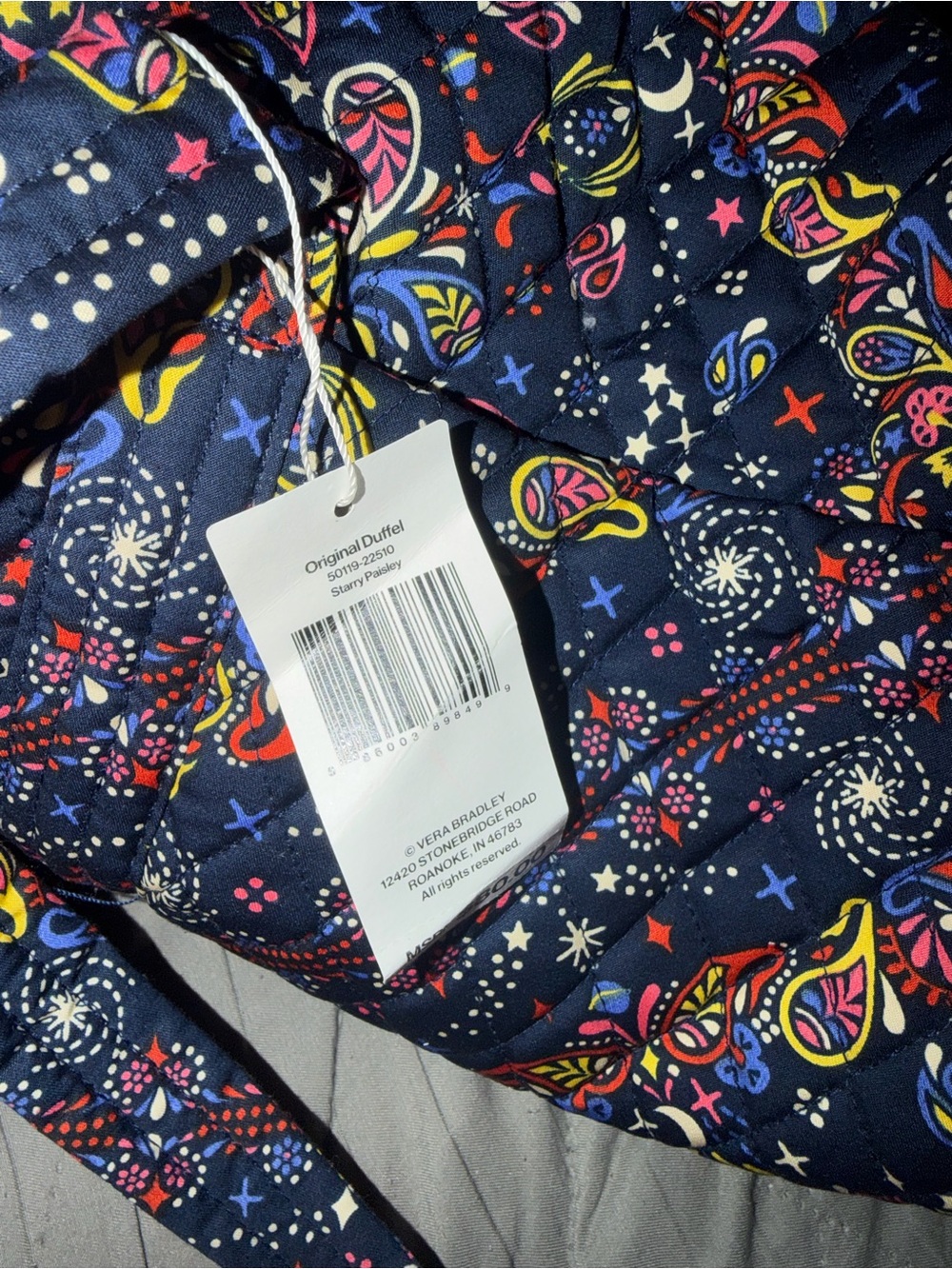 *new* Vera Bradley Original Duffel Bag Starry Paisley in Premium Cotton - Picture 10 of 11
